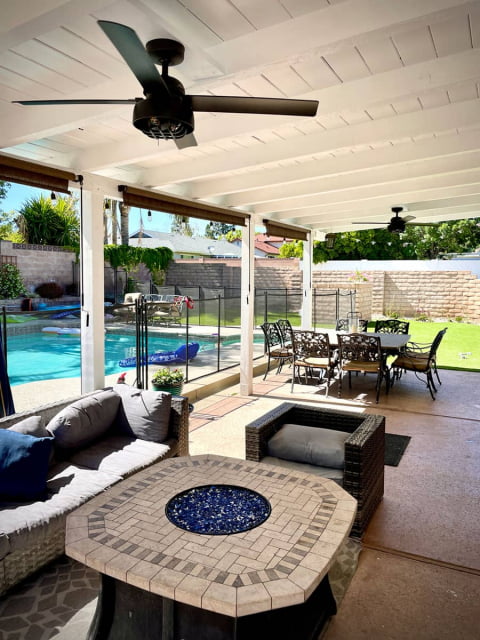 Outdoor patio cover fan installation by Sloan Electric, LLC