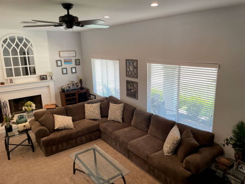 Living room ceiling fan installation by Sloan Electric, LLC